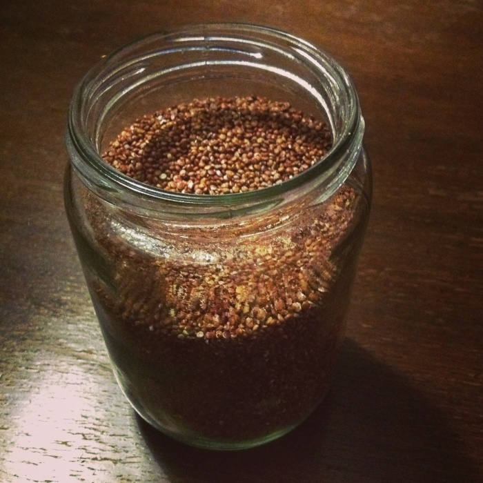 Jarful of red quinoa
